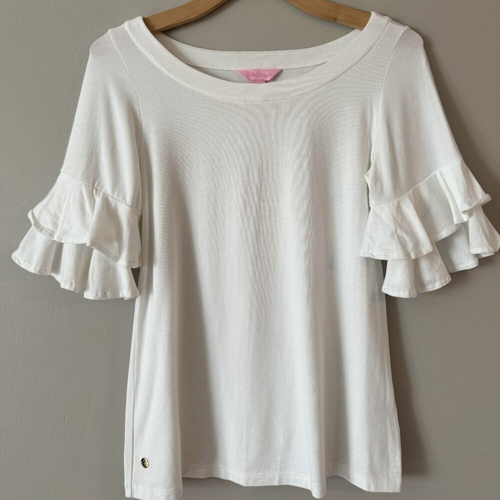 Lilly Pulitzer ruffle sleeve 3/4 sleeve shirt